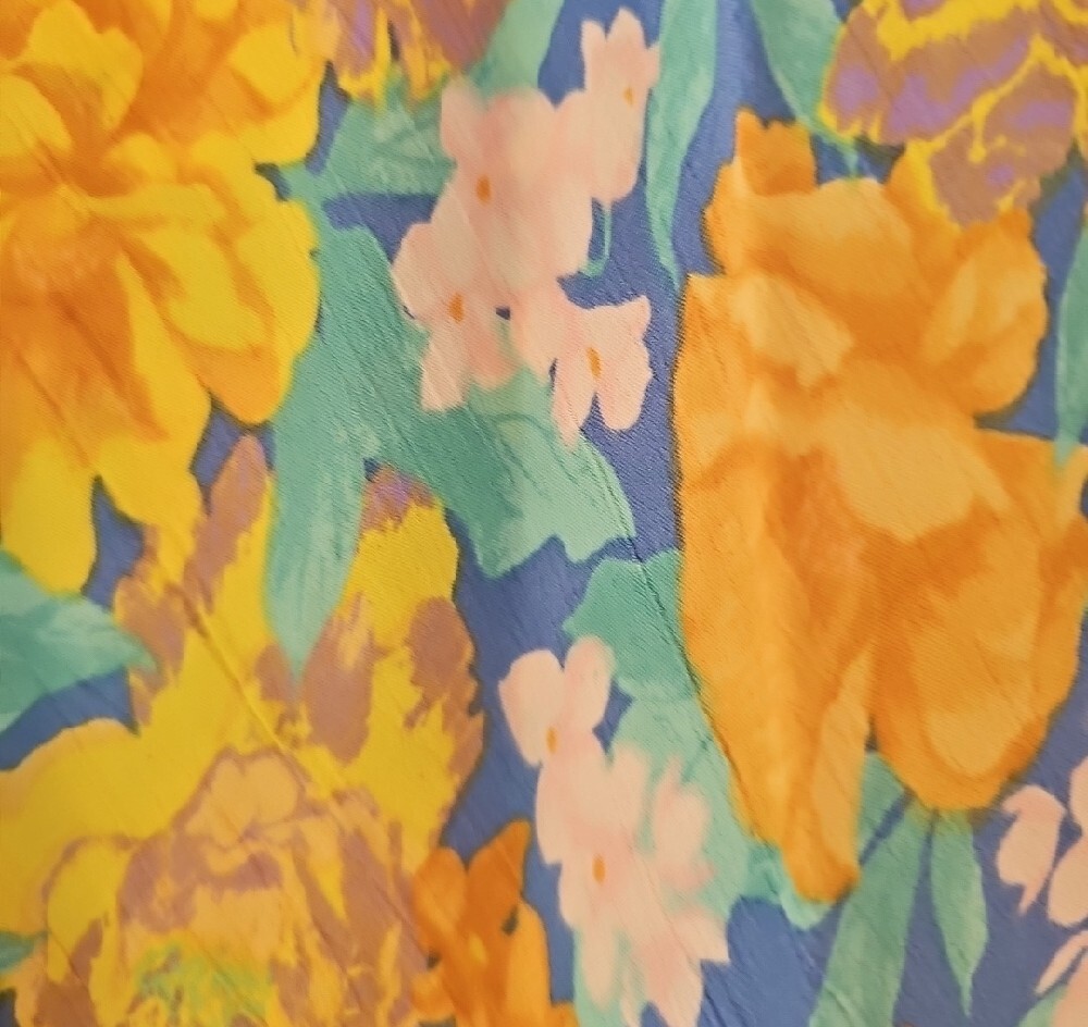 Billabong Summer Floral Viscose Midi Skirt in Blue and Mustard - Picture 8 of 13